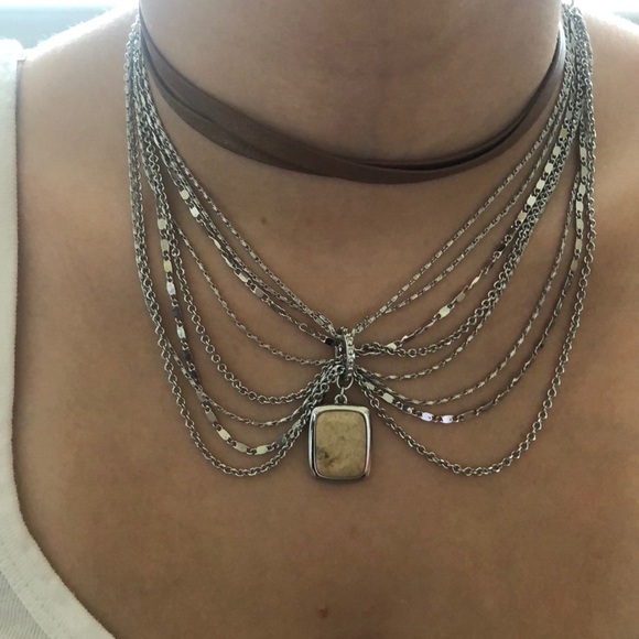 WHBM Silver and Tan Choker - Picture 1 of 7